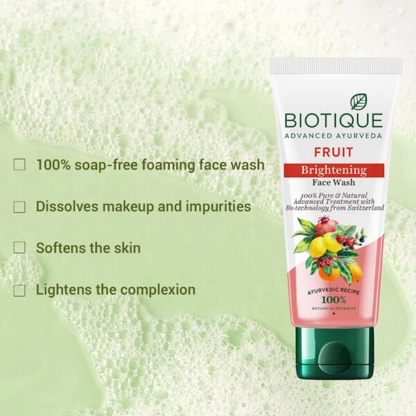 Biotique Fruit Brightening Face Wash 100ml (2) Biotique Fruit Brightening Face Wash 100ml