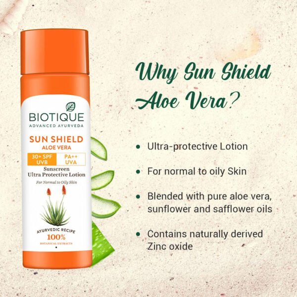 Biotique Sun Shield Aloe vera 30+ SPF UVB Sunscreen 120ml