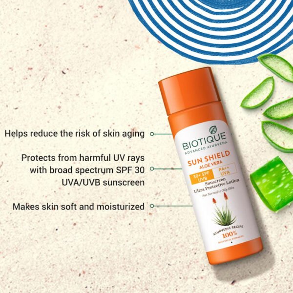 Biotique Sun Shield Aloe vera 30+ SPF UVB Sunscreen 120ml