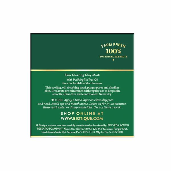 Biotique Tea Tree Skin Clearing Clay Mask 70gm (2) Biotique Tea Tree Skin Clearing Clay Mask 70gm